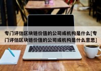 专门评估区块链价值的公司或机构是什么[专门评估区块链价值的公司或机构是什么意思]